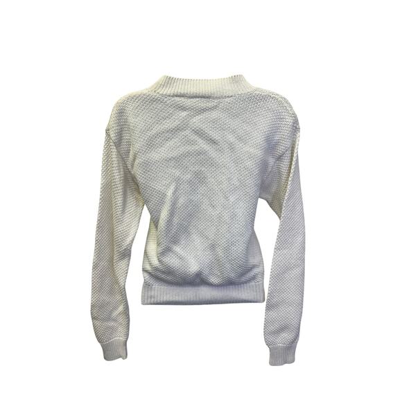 🌸 Russ Petites PS Cream Floral Embroidered V-Neck Sweater 90s Cottagecore Knit - Picture 4 of 4